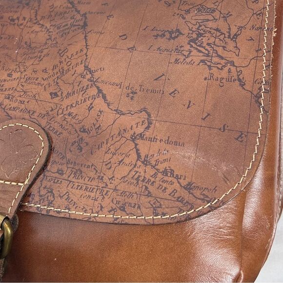 Patricia Nash London Saddle Bag Map Print in Riot Rust Brown Full Grain Leather - Picture 7 of 12